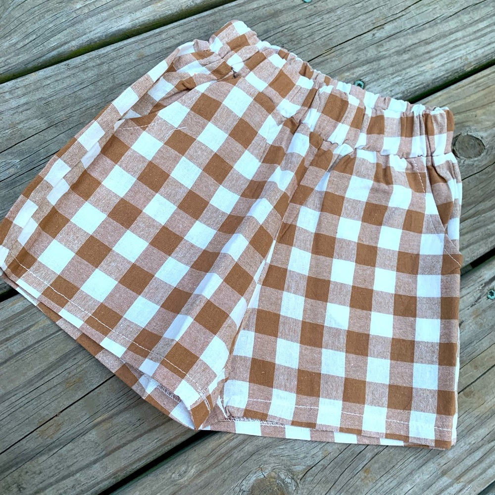 Brown plaid shorts